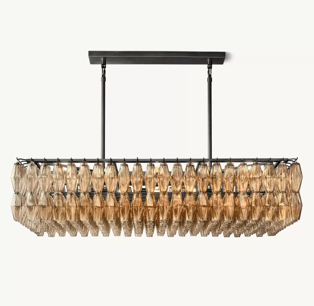 CHIARA SMOKE GLASS RECTANGULAR CHANDELIER 54