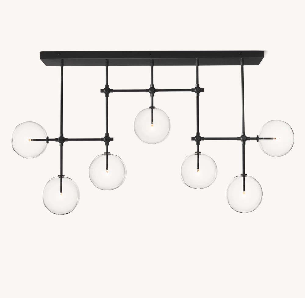 GLASS GLOBE MOBILE LINEAR CHANDELIER 60