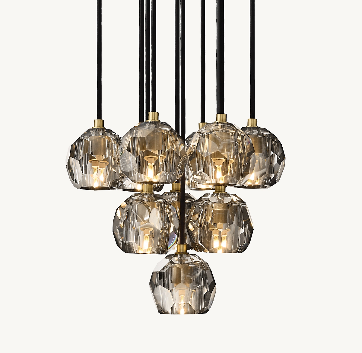 BOULE DE CRISTAL SMOKE GLASS ROUND CLUSTER CHANDELIER 14