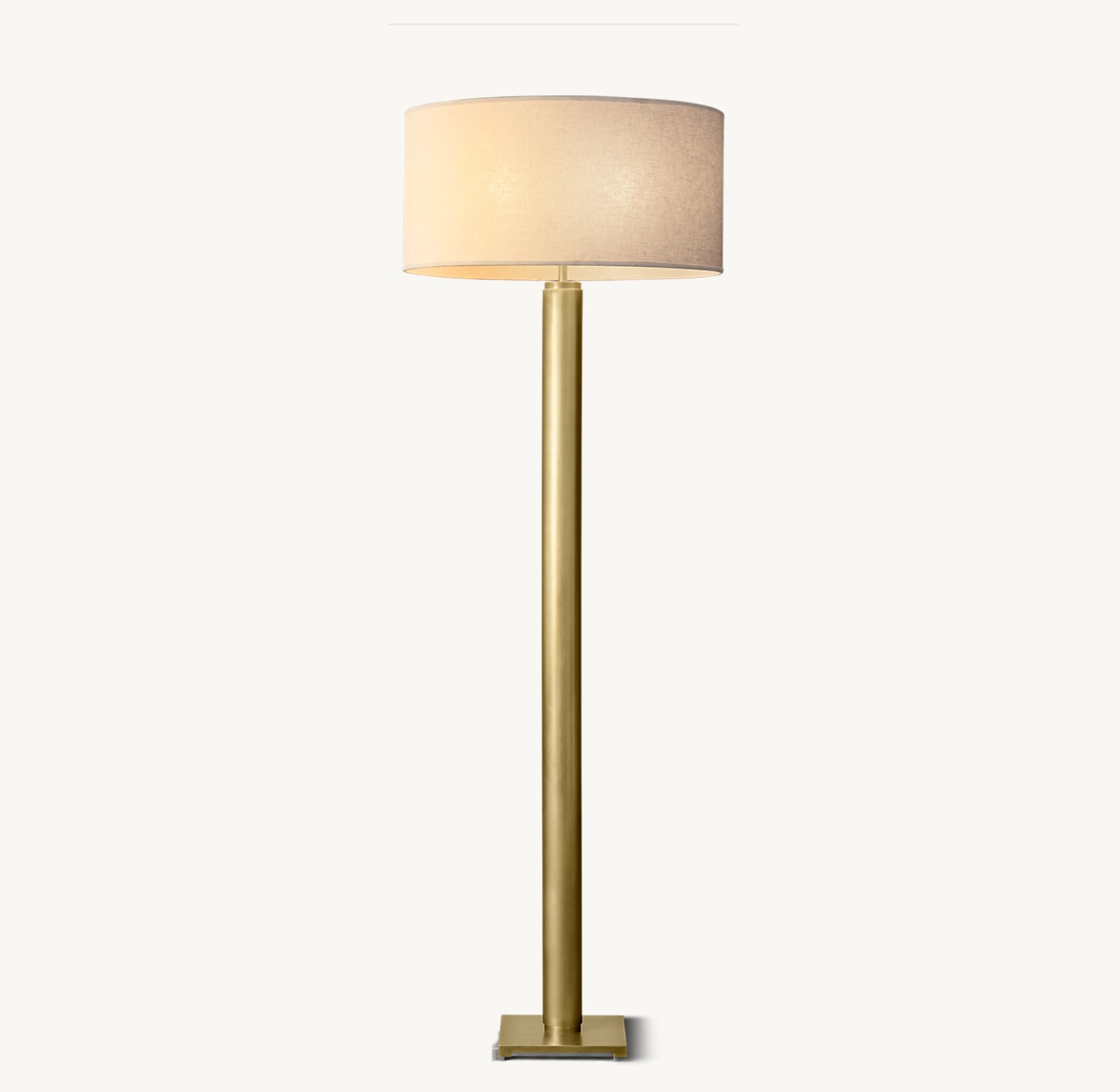 CYLINDRICAL COLUMN FLOOR LAMP - Lacquered Burnished Brass
