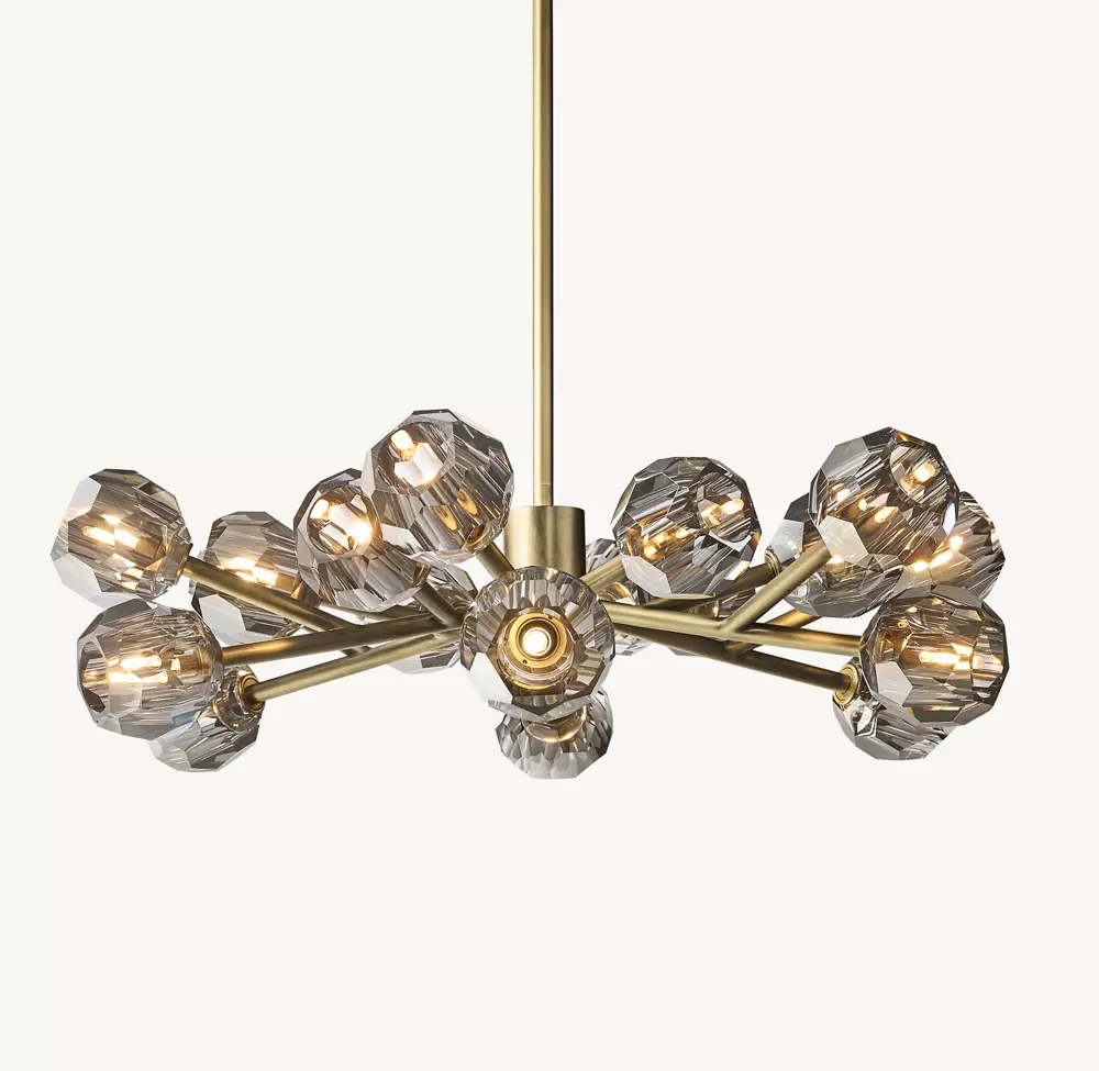 BOULE DE CRISTAL SMOKE GLASS ROUND CHANDELIER 36