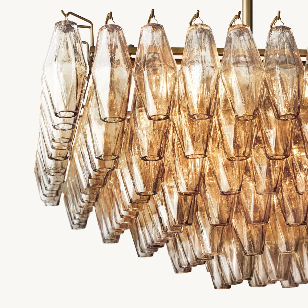 CHIARA SMOKE GLASS TIERED RECTANGULAR CHANDELIER 54