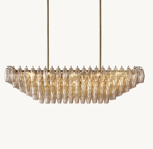 CHIARA SMOKE GLASS TIERED RECTANGULAR CHANDELIER 54