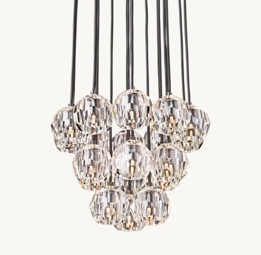 BOULE DE CRISTAL CLEAR GLASS ROUND CLUSTER CHANDELIER 19