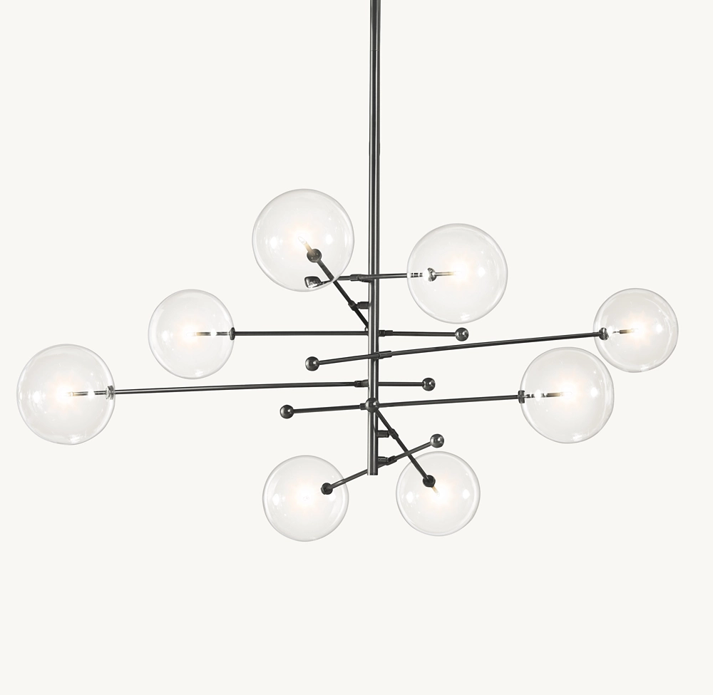 GLASS GLOBE MOBILE EIGHT-ARM CHANDELIER 79