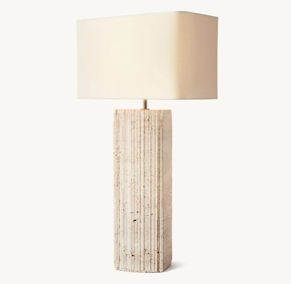 TALLADO CLASSICO TRAVERTINE CONVEX TABLE LAMP - Image 3