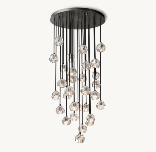 BOULE DE CRISTAL CLEAR GLASS ROUND CLUSTER CHANDELIER 30