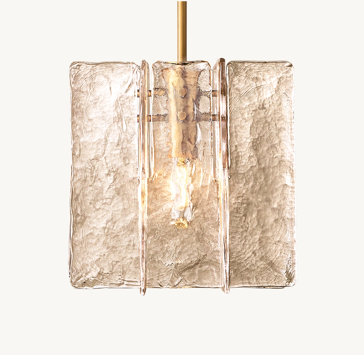LATTICE SMOKE GLASS PENDANT - Lacquered Burnished Brass