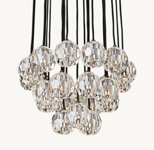 BOULE DE CRISTAL CLEAR GLASS ROUND CLUSTER CHANDELIER 24