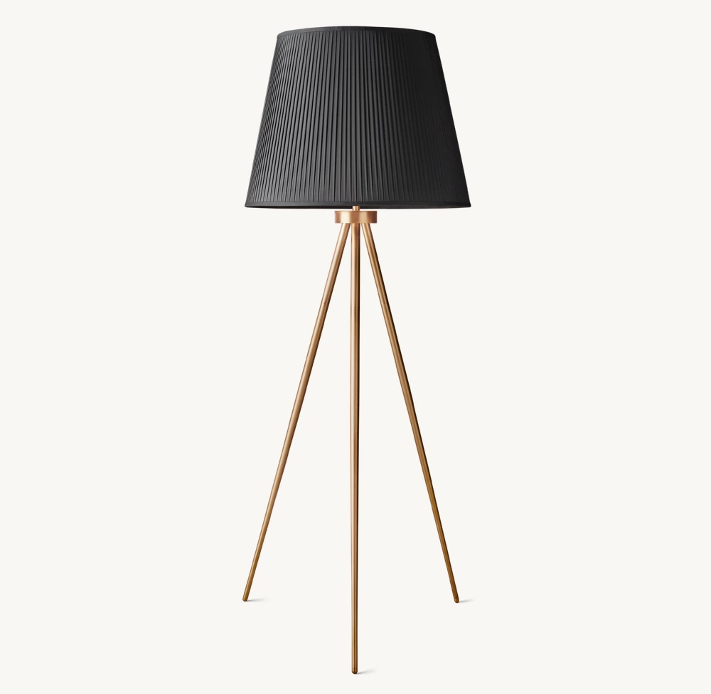REED BLACK PLEATED SILK SHADE FLOOR LAMP - Image 3