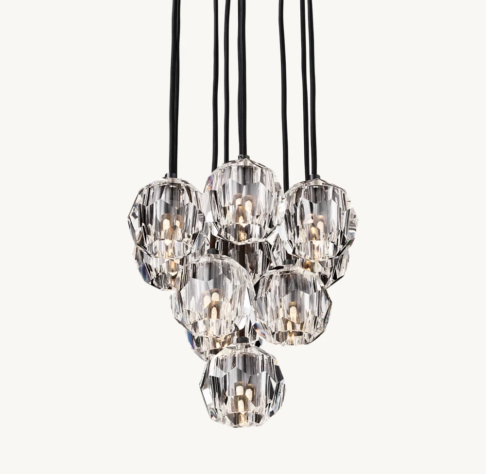 BOULE DE CRISTAL CLEAR GLASS ROUND CLUSTER CHANDELIER 14