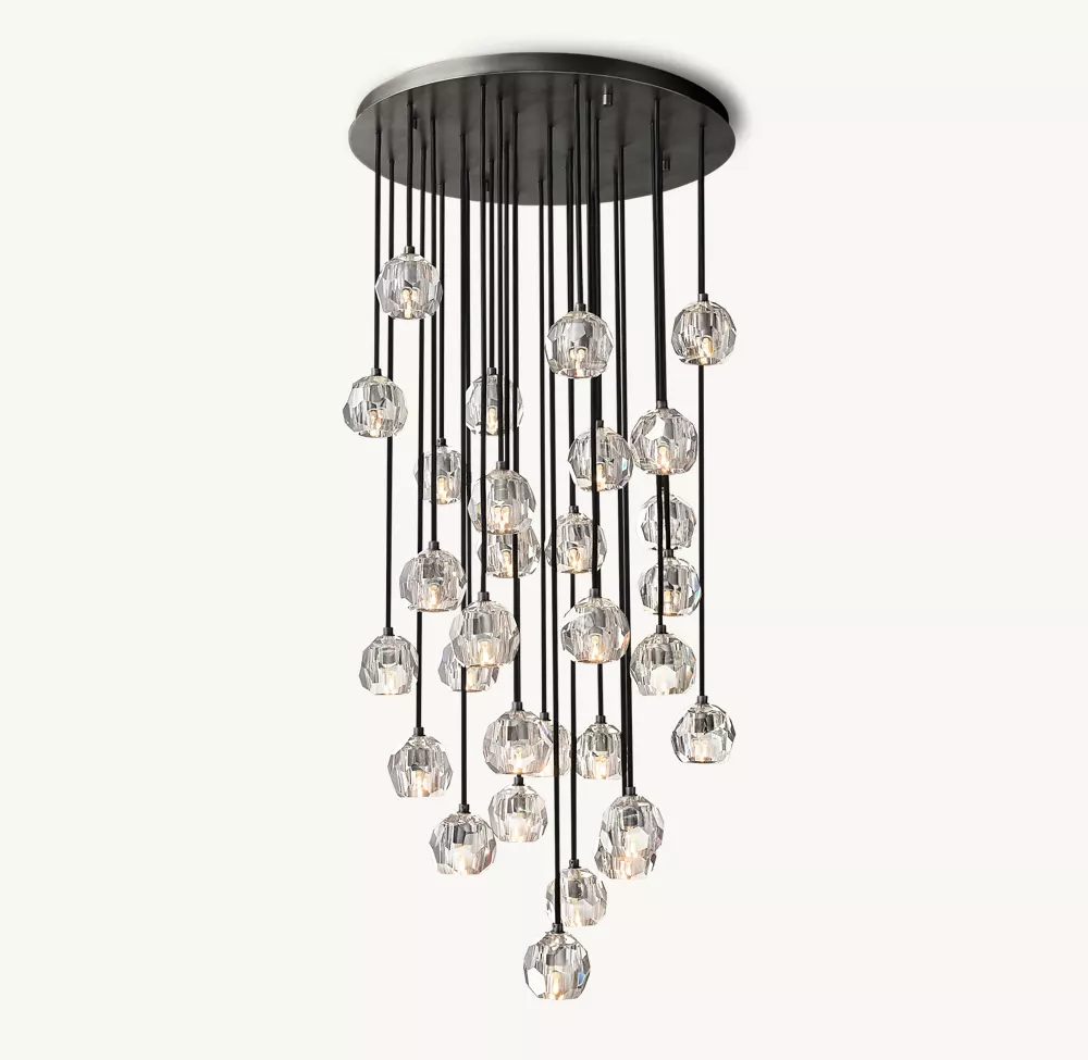 BOULE DE CRISTAL CLEAR GLASS ROUND CLUSTER CHANDELIER 30