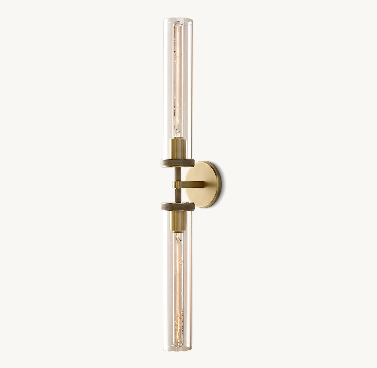 LAMBETH KNURLED GRAND LINEAR SCONCE - Lacquered Burnished Brass