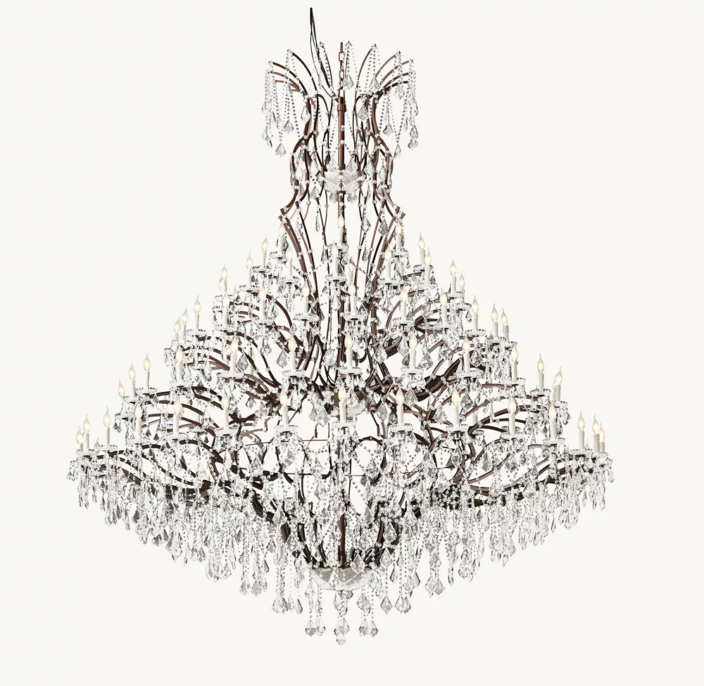 19TH C. ROCOCO IRON & CRYSTAL ROUND CHANDELIER 101