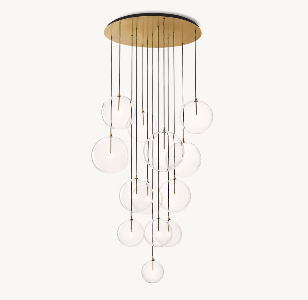GLASS GLOBE MOBILE CLUSTER CHANDELIER 44