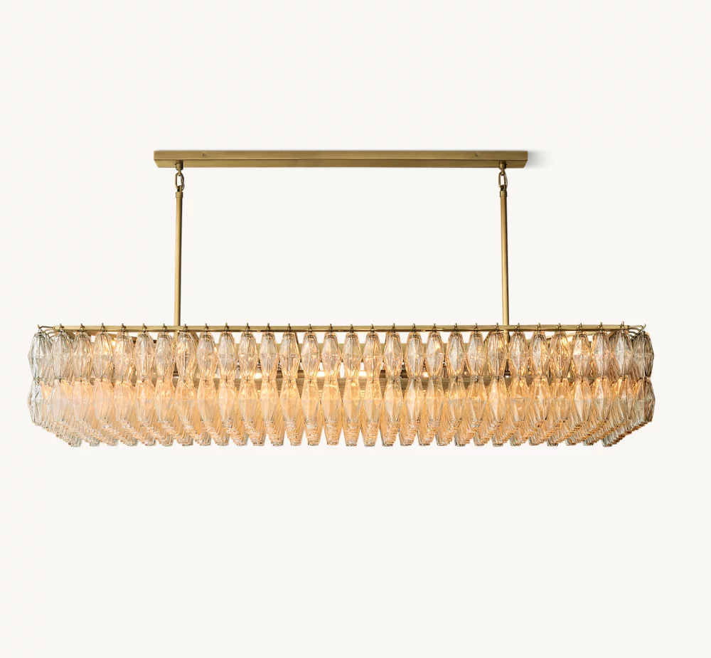CHIARA CLEAR GLASS RECTANGULAR CHANDELIER 74