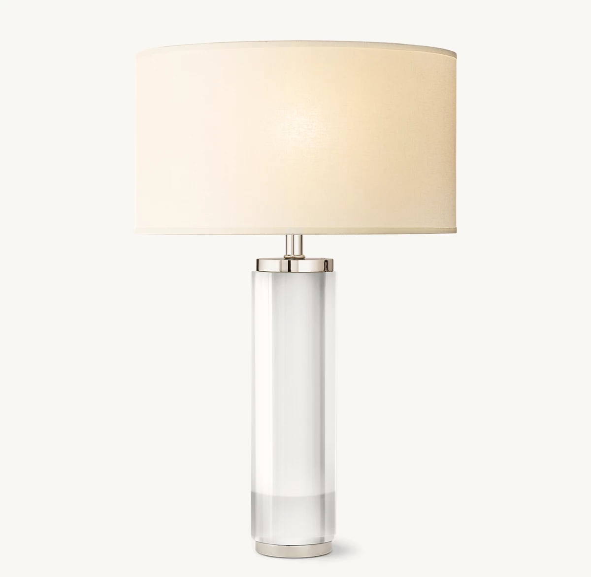 CYLINDRICAL COLUMN CRYSTAL TABLE LAMP - Polished Nickel