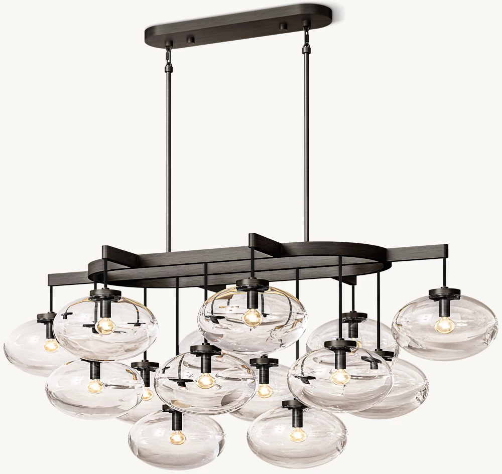 CABRETTE CLEAR GLASS LINEAR CHANDELIER 54