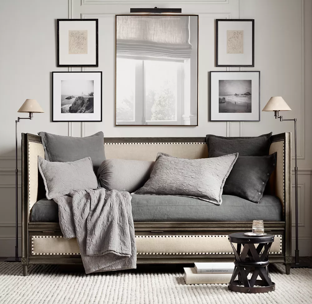 PETITE CANDLESTICK LINEN SHADE SWING-ARM FLOOR LAMP - Image 1