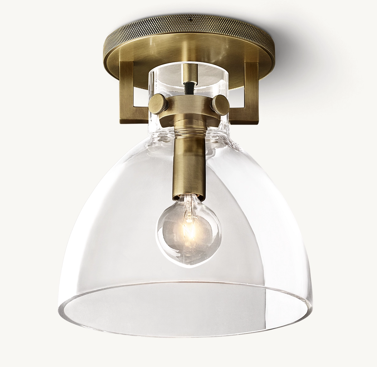 MACHINIST GLASS CLOCHE FLUSHMOUNT - Lacquered Burnished Brass