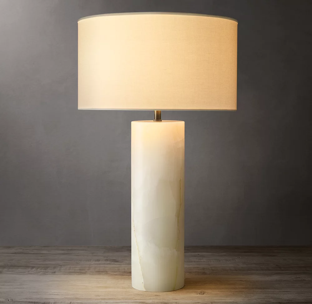 Sarezzo Cylindrical Stone Table Lamp - Image 2