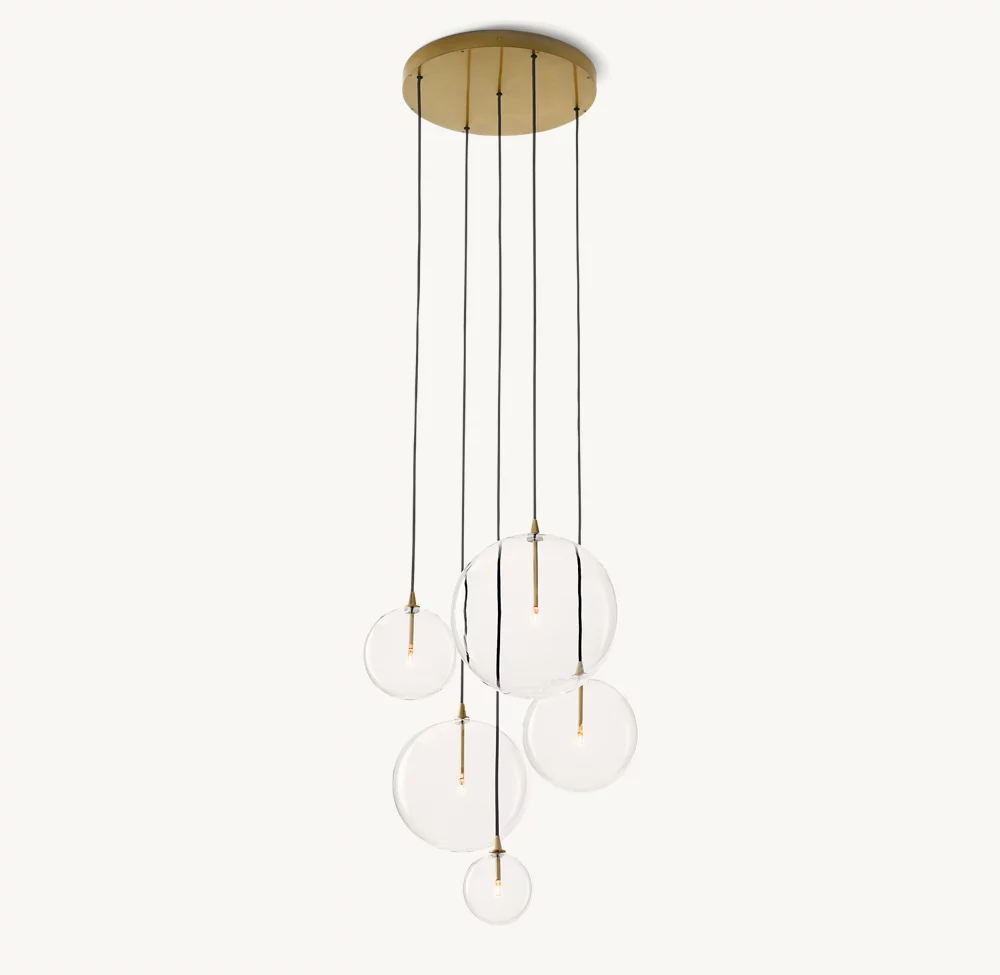 GLASS GLOBE MOBILE CLUSTER CHANDELIER 28