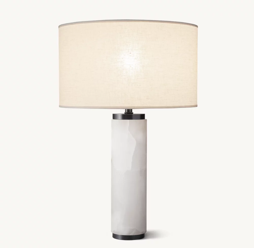 CYLINDRICAL COLUMN ALABASTER TABLE LAMP - Image 4