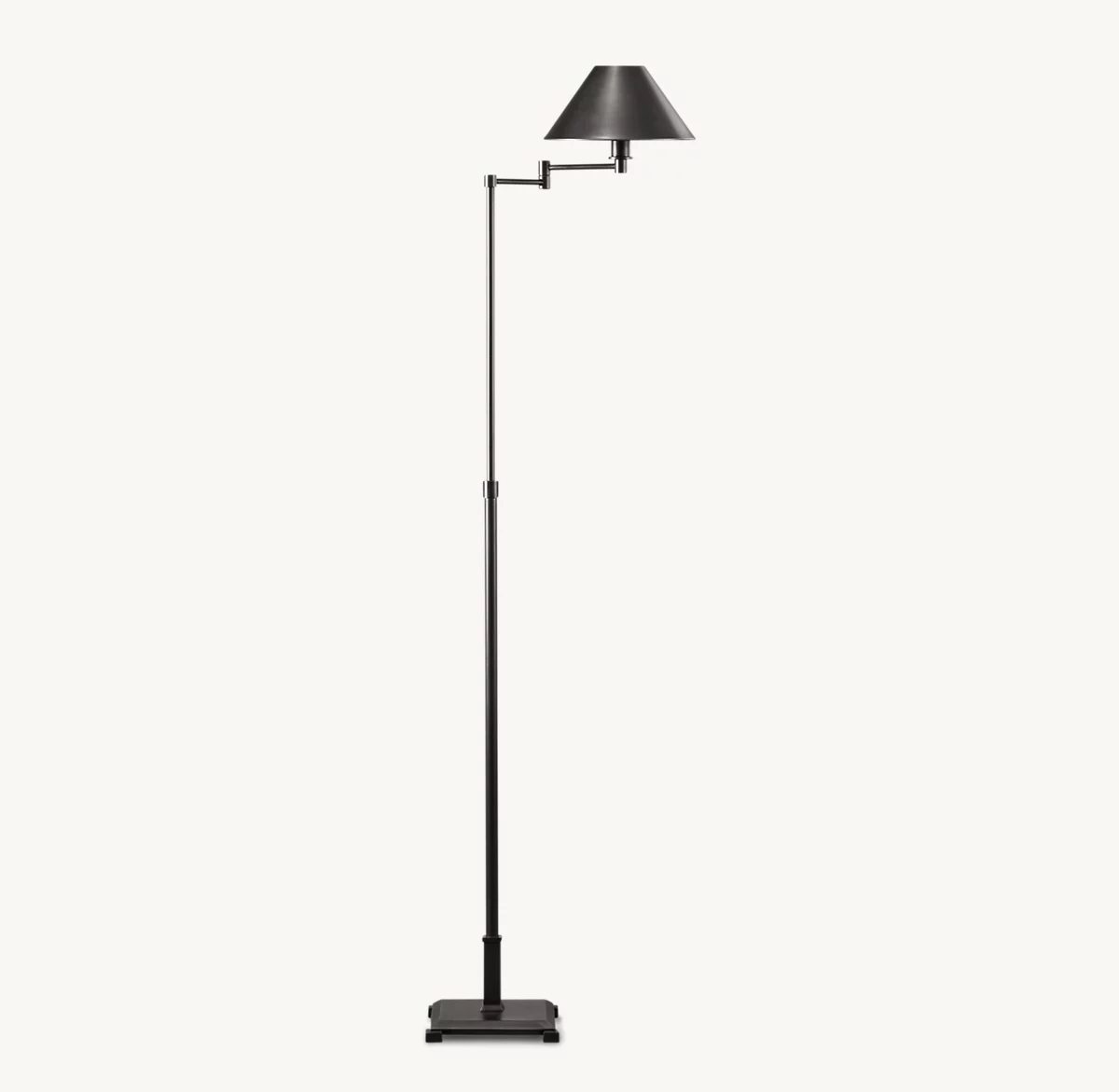 PETITE CANDLESTICK METAL SHADE SWING-ARM FLOOR LAMP - Bronze