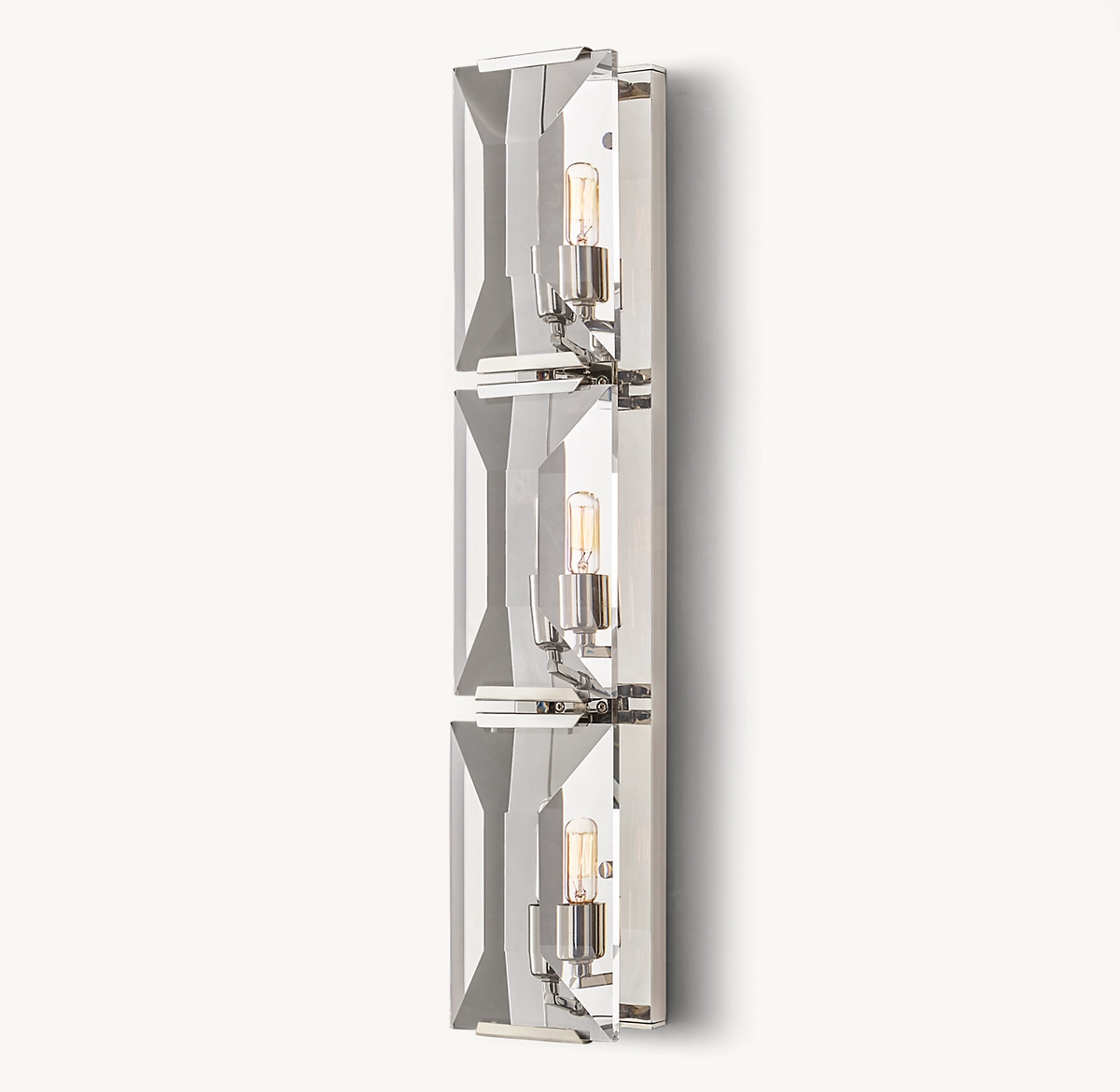 HARLOW CRYSTAL TRIPLE SCONCE - Polished Stainless Steel