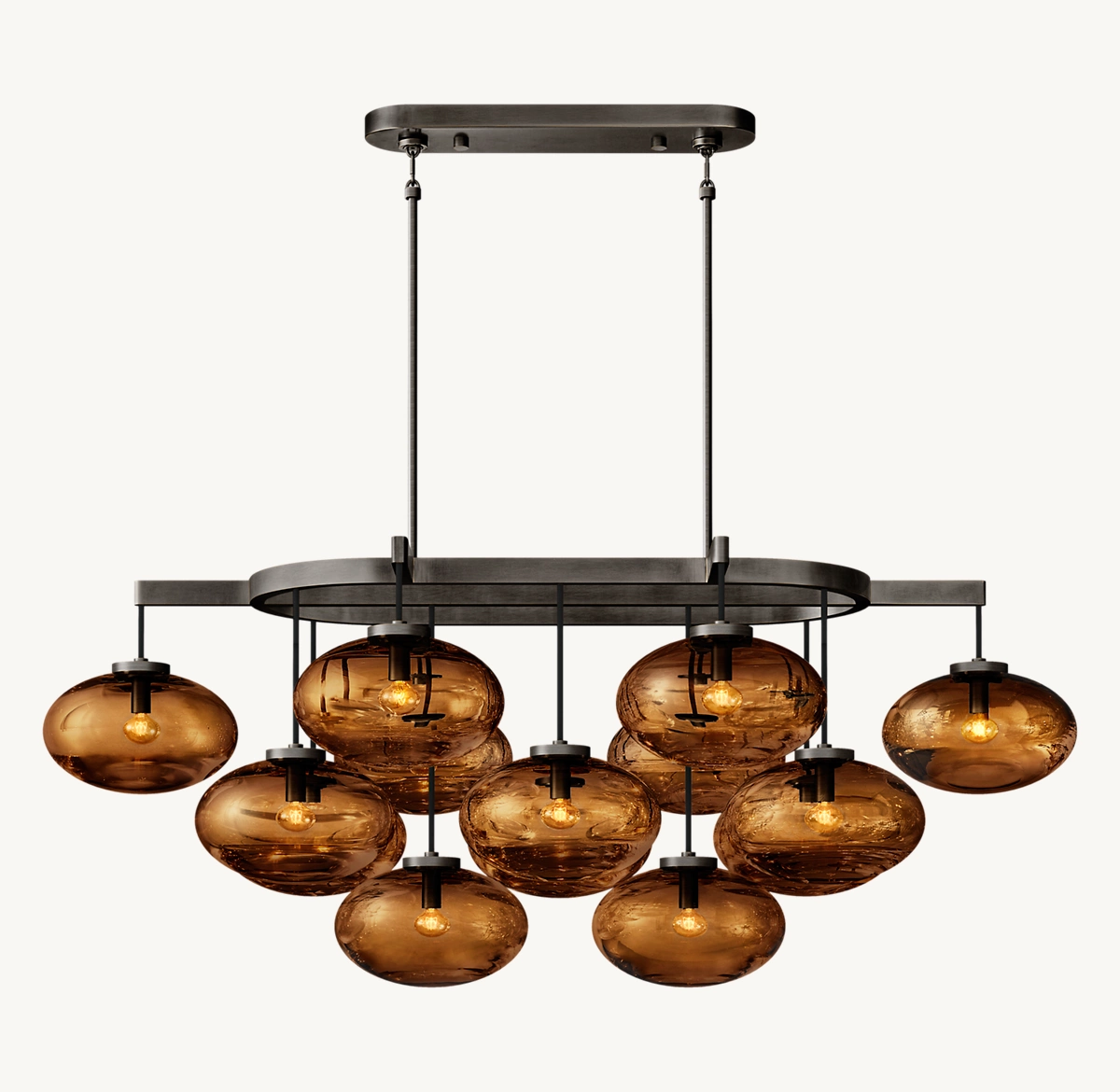 CABRETTE AMBER GLASS LINEAR CHANDELIER 54