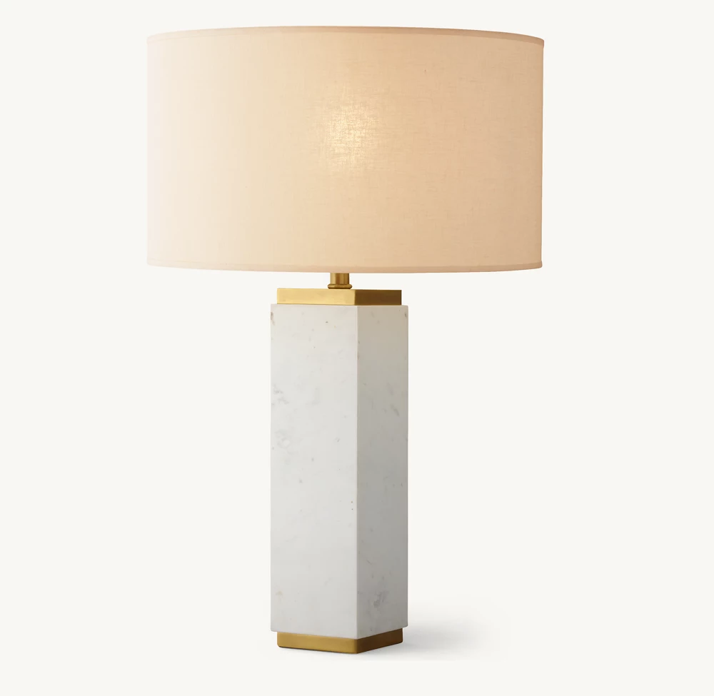 SQUARE COLUMN MARBLE TABLE LAMP - Image 1