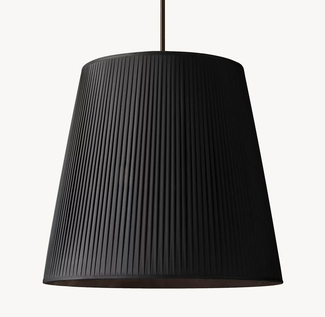 REED BLACK PLEATED BARREL PENDANT - Finish Options, Fabric Options