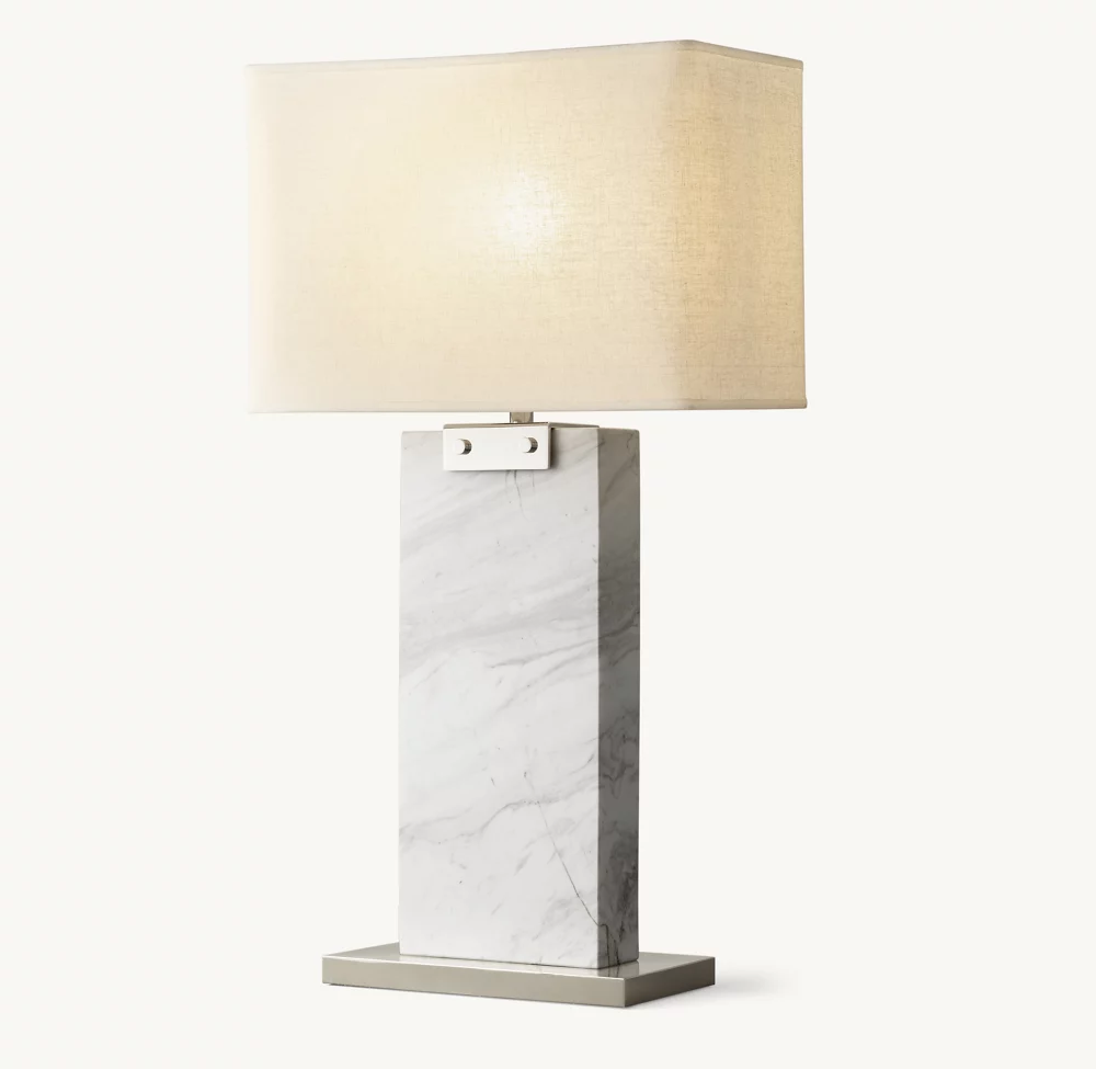 RECTANGULAR COLUMN MARBLE TABLE LAMP - Image 1