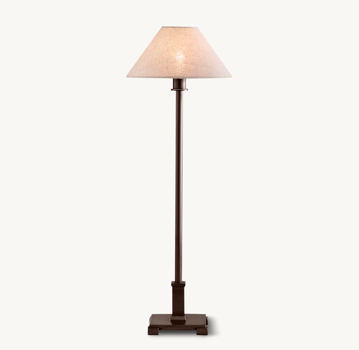 PETITE CANDLESTICK LINEN SHADE TABLE LAMP - Bronze