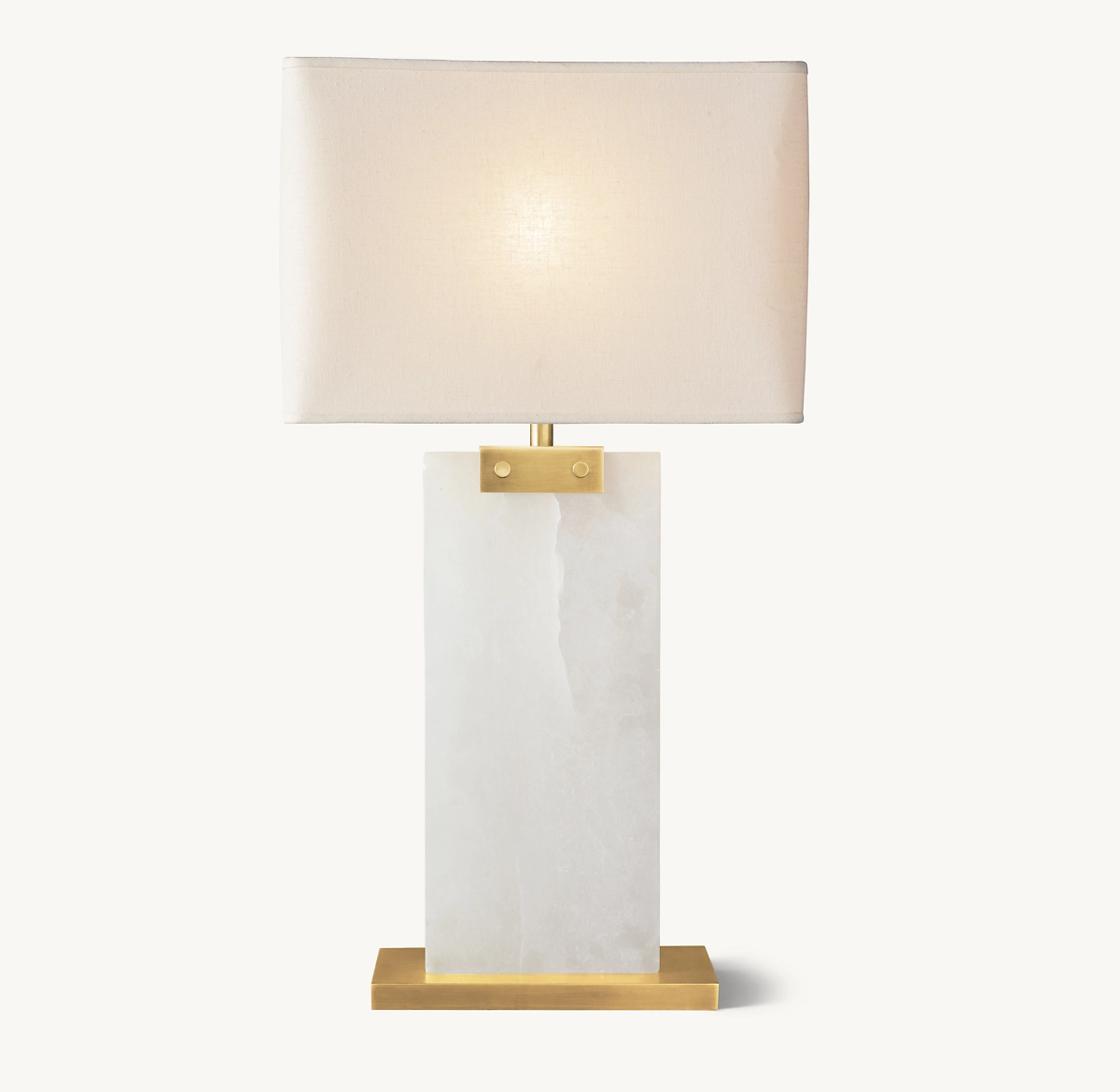 RECTANGULAR COLUMN ALABASTER TABLE LAMP - Lacquered Burnished Brass