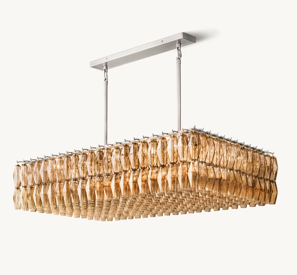 CHIARA SMOKE GLASS RECTANGULAR CHANDELIER 54