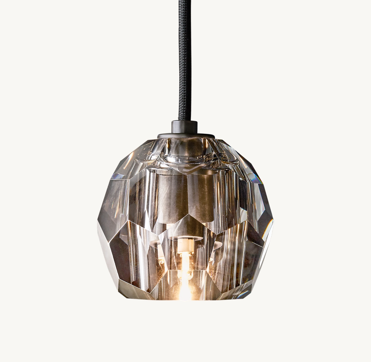 BOULE DE CRISTAL SMOKE GLASS CORD PENDANT - Bronze