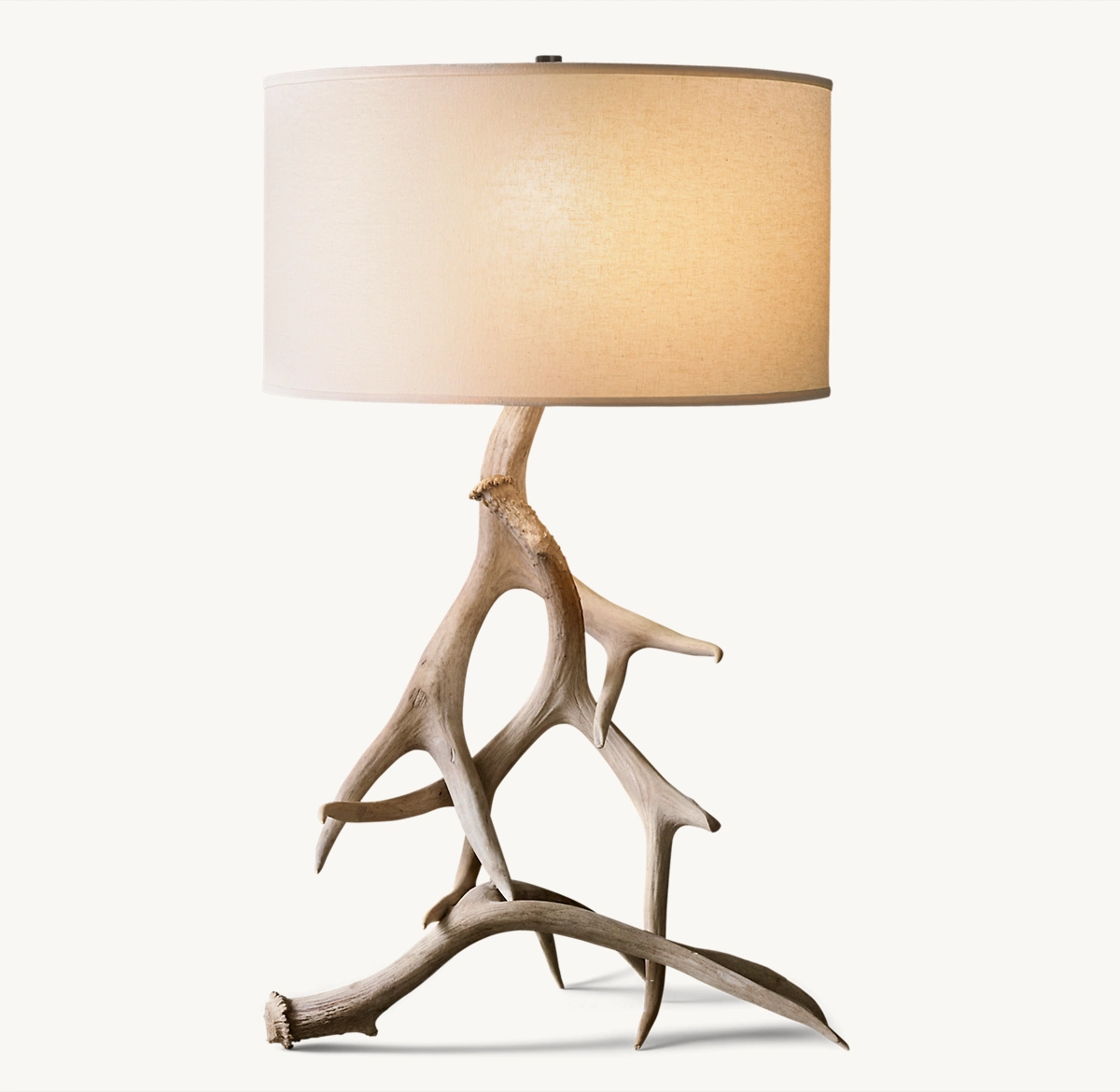 NATURAL DEER ANTLER TABLE LAMP - Sun-bleached