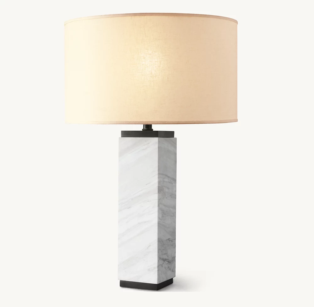 SQUARE COLUMN MARBLE TABLE LAMP - Image 1