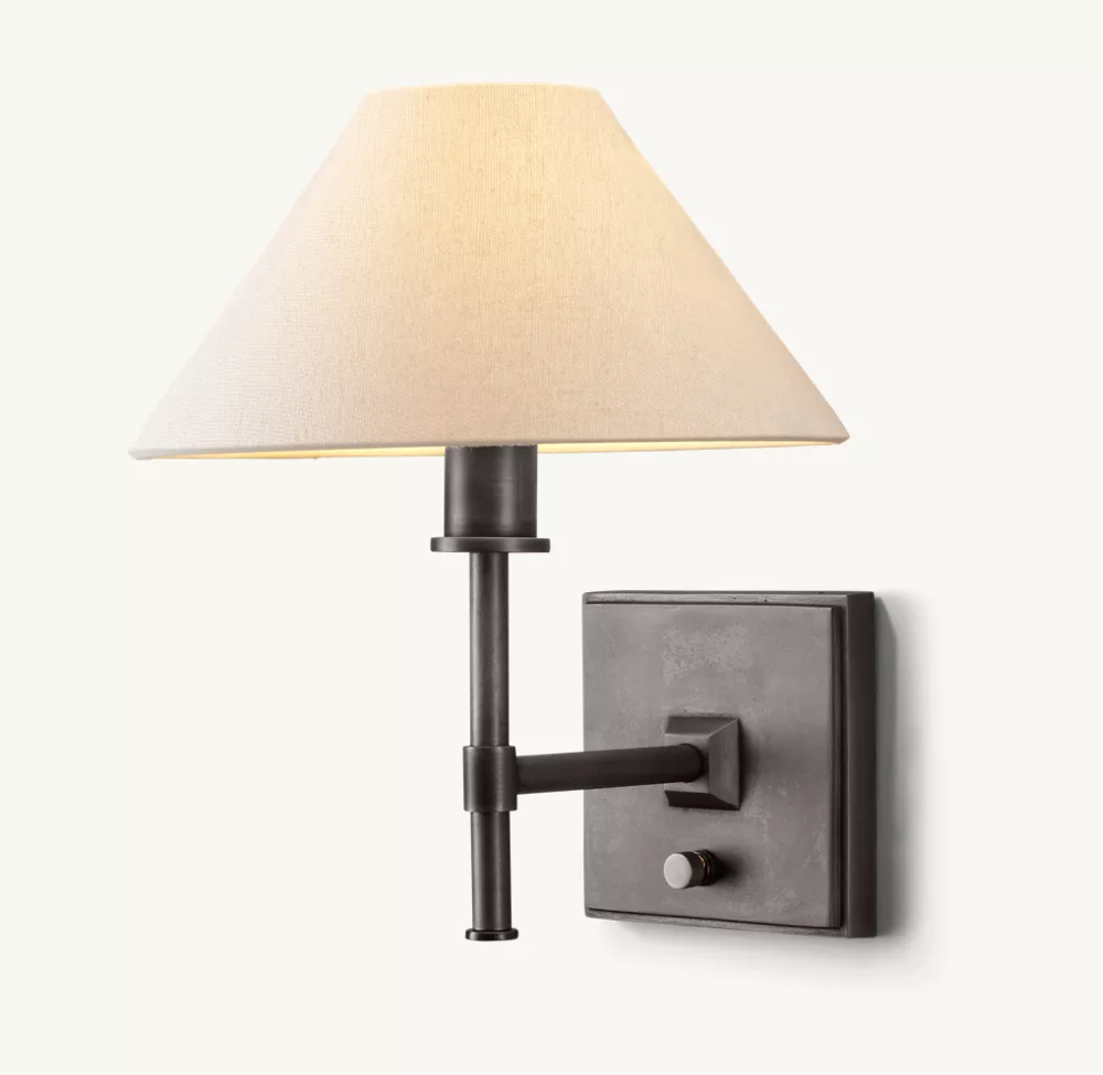 PETITE CANDLESTICK LINEN SHADE SCONCE - Image 2