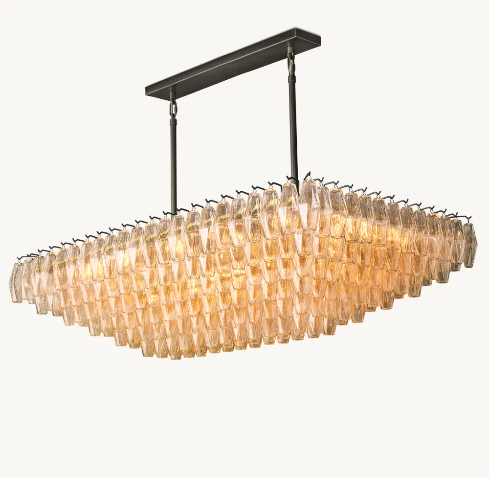 CHIARA CLEAR GLASS TIERED RECTANGULAR CHANDELIER 54