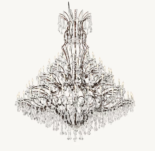 19TH C. ROCOCO IRON & CRYSTAL ROUND CHANDELIER 101