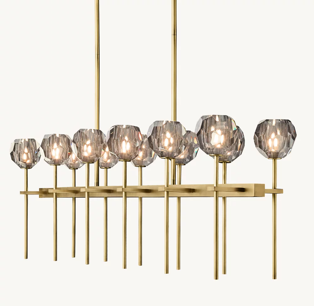 BOULE DE CRISTAL SMOKE GLASS DOUBLE LINEAR CHANDELIER 60