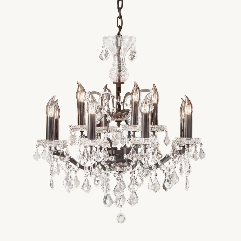 19TH C. ROCOCO IRON & CRYSTAL OUTDOOR CHANDELIER - Image 1