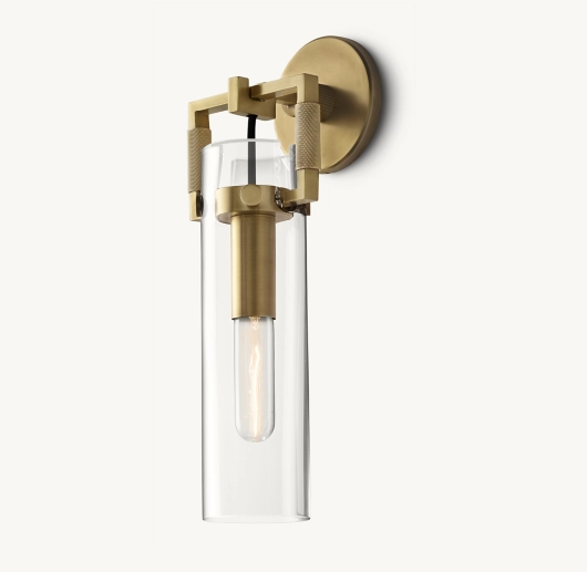 MACHINIST GLASS CYLINDER SCONCE 12