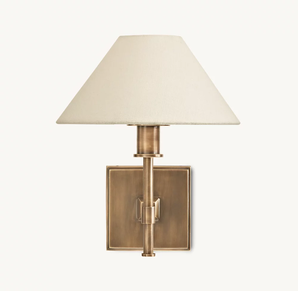 PETITE CANDLESTICK LINEN SHADE SCONCE - Image 1