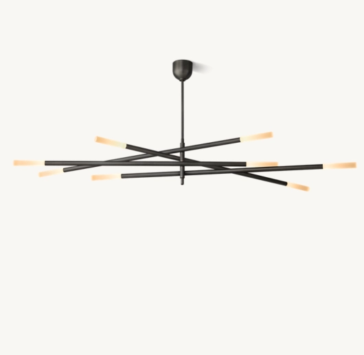 ROUSSEAU 8-LIGHT MOBILE ETCHED ROD CHANDELIER