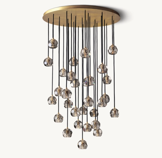 BOULE DE CRISTAL SMOKE GLASS ROUND CLUSTER CHANDELIER 40