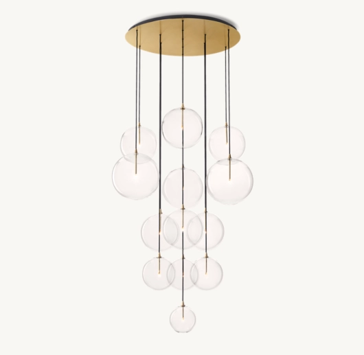 GLASS GLOBE MOBILE CLUSTER CHANDELIER 44