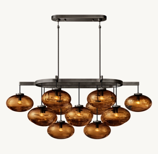 CABRETTE AMBER GLASS LINEAR CHANDELIER 54